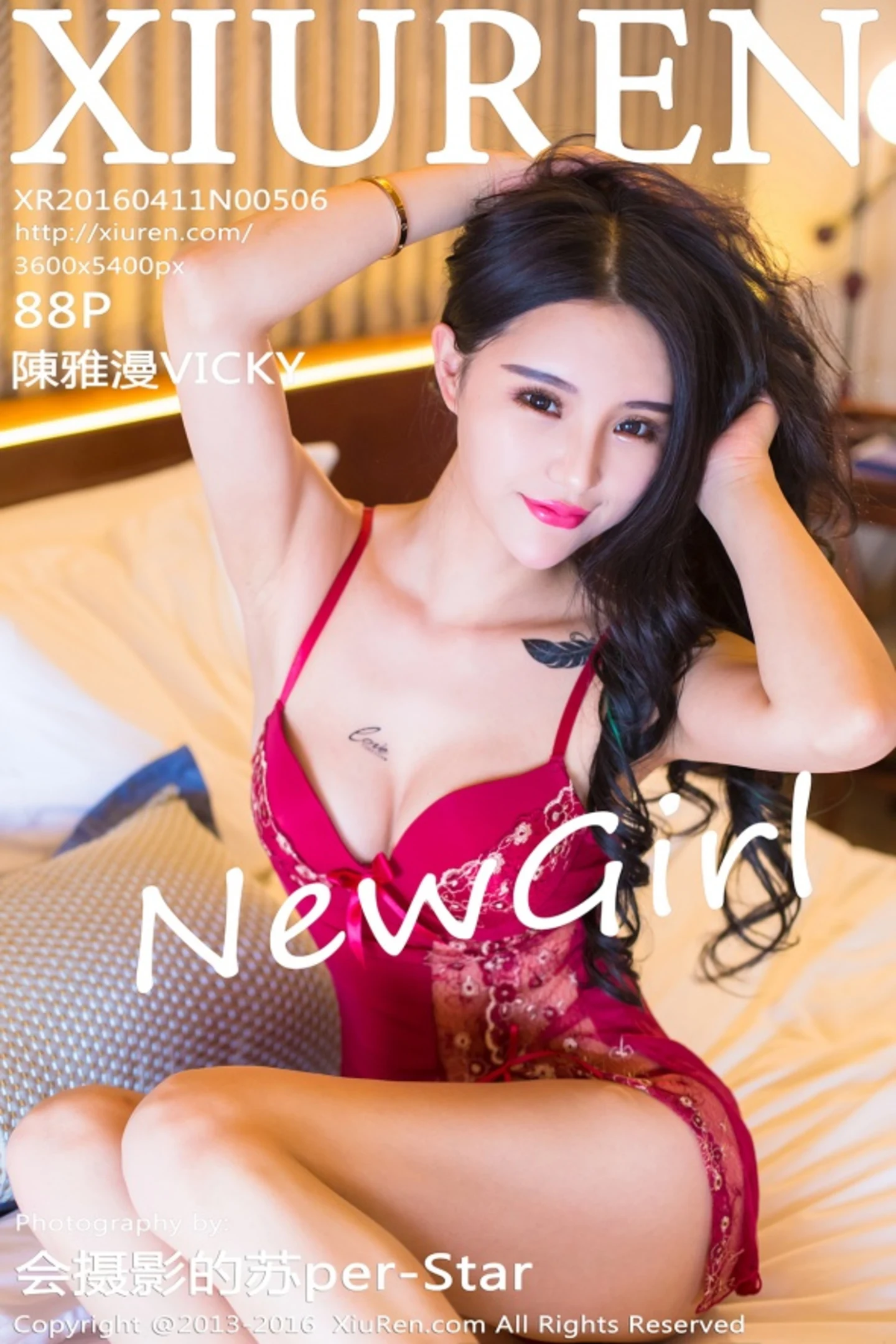 [XiuRen秀人网]No.506_网络红人陈雅漫VICKY红色情趣内衣秀美胸性感红唇写真88P-秀人网 - XiuRen.Space